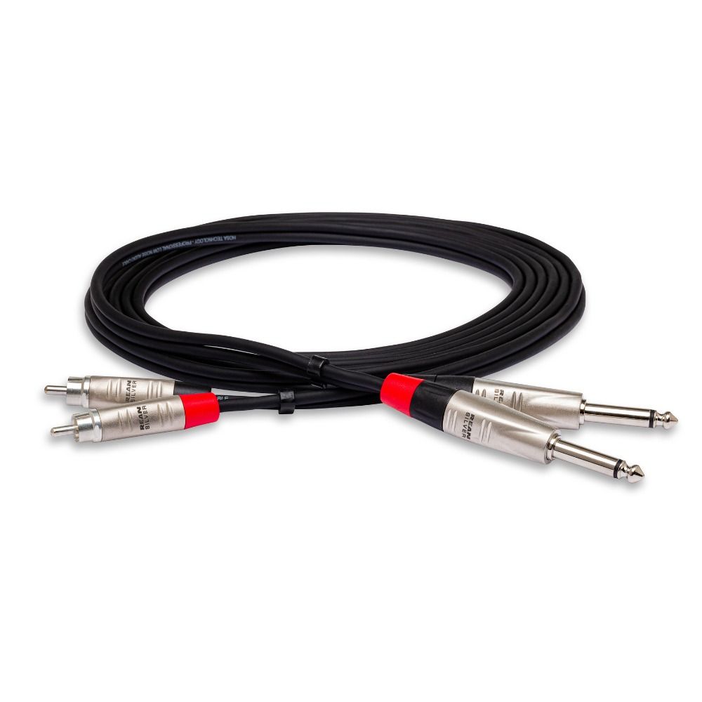 Hosa HPR020X2 Pro Stereo Interconnect Dual REAN 1/4 in TS to RCA (20 ft) - Image 1
