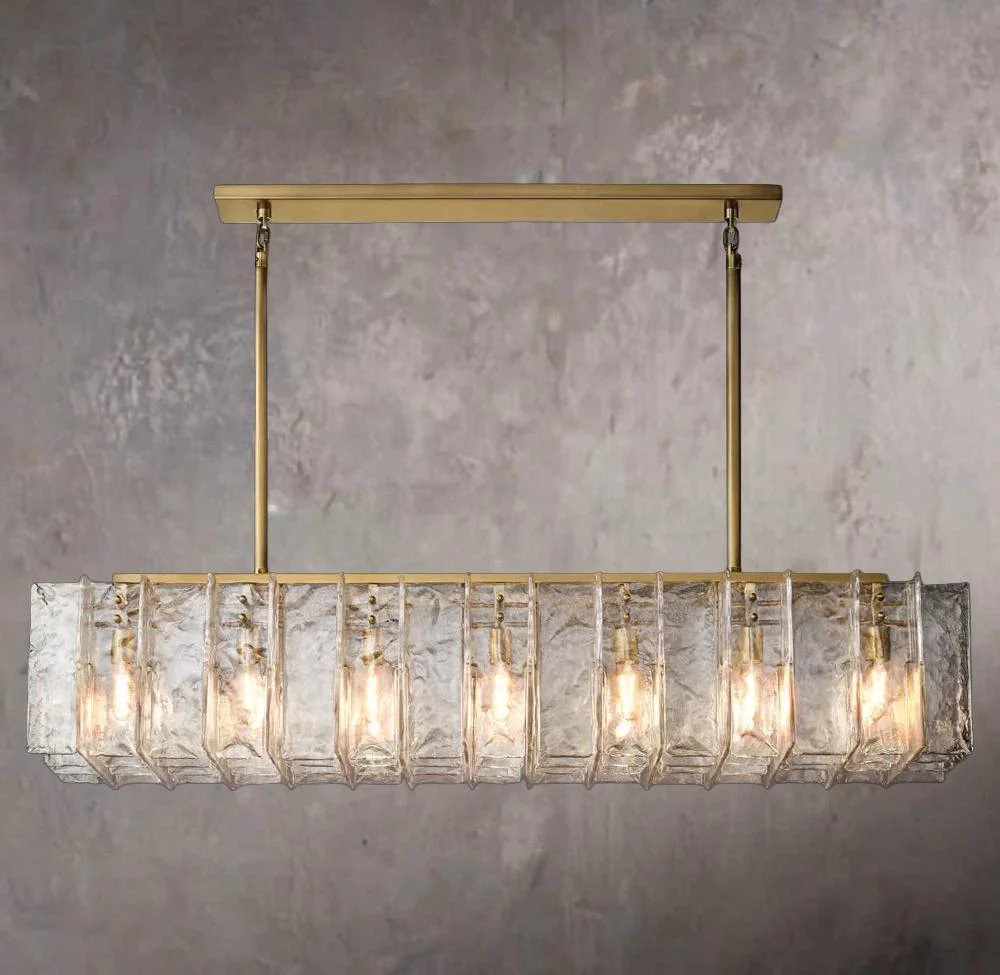 Grid-Framed Clear Glass Rectangular Chandelier 49" - Image 3