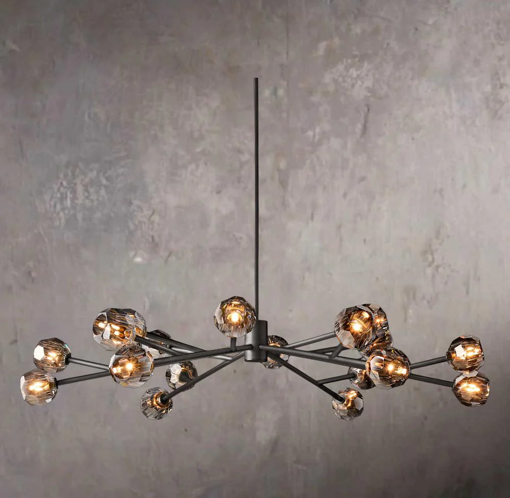 Crystal Sphere Tinted Glass Circular Chandelier 60" - Image 3