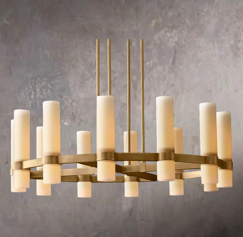 Ravelle Circular Opal Glass Chandelier 36" - Image 1