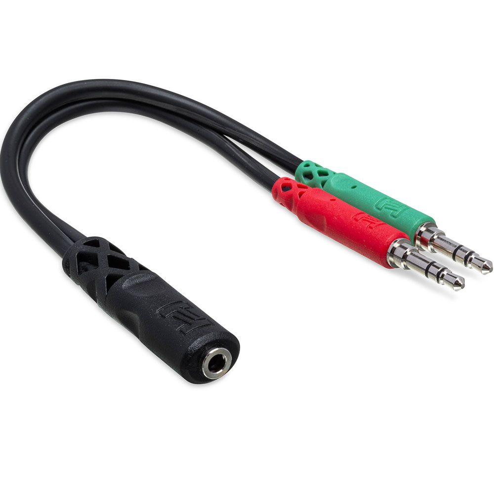 Hosa YMM-107 3.5mm TRRS(F) to Dual 3.5 mm TRS(M) Headset/Mic Breakout Cable - Image 1
