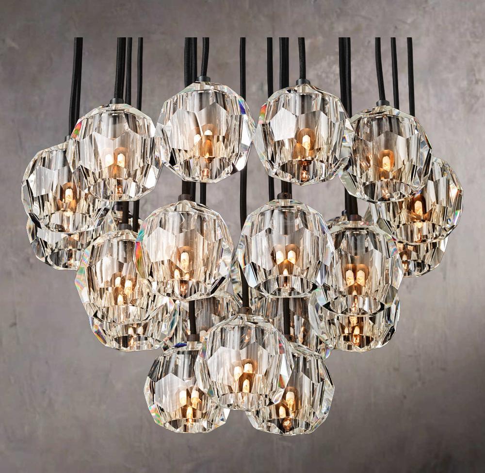 Crystal Sphere Clear Glass Globe Cluster Chandelier 24" - Image 3