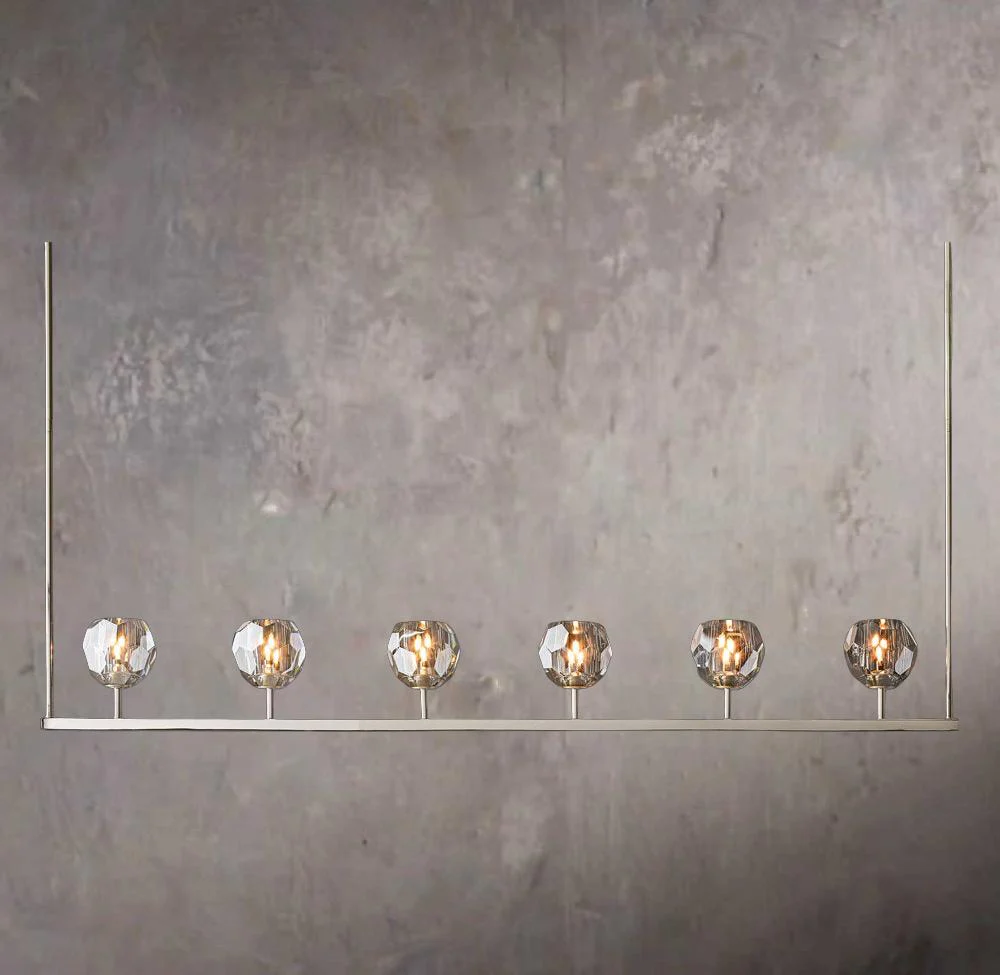 Crystal Orb Smoky Glass Linear Chandelier 60" - Image 2