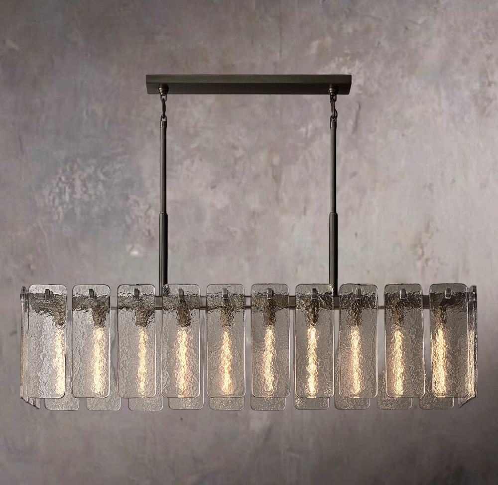 Calamette Rectangular Glass Ceiling Chandelier 60" - Image 2