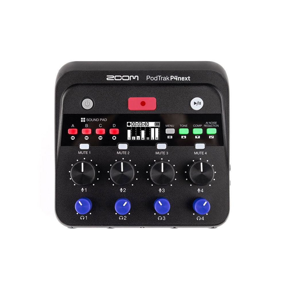 Zoom Podtrak P4NEXT 4-Channel USB Podcast Live Streamer and Recorder w/ AI Noise Reduction - Image 1
