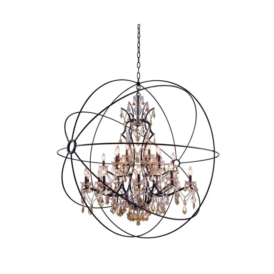 Elegant Lighting Geneva 25 Light 60" Wide Crystal Chandelier with Golden Teak Royal Cut Crystals - Image 1