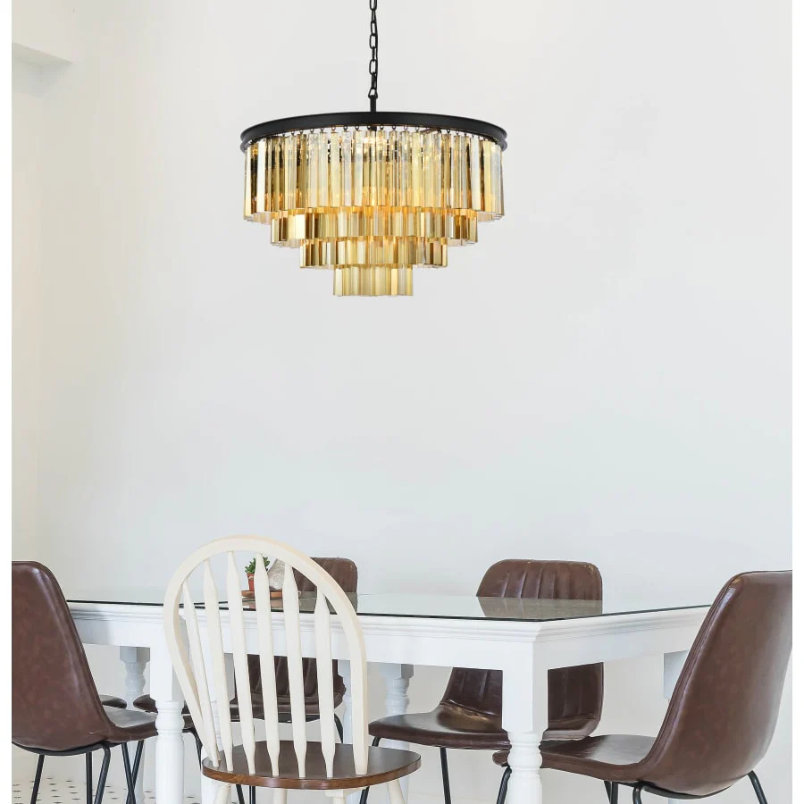 Elegant Lighting Sydney 17 Light 32" Wide Crystal Chandelier with Golden Teak Royal Cut Crystals - Image 2