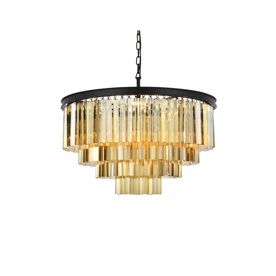 Elegant Lighting Sydney 17 Light 32" Wide Crystal Chandelier with Golden Teak Royal Cut Crystals - Image 1