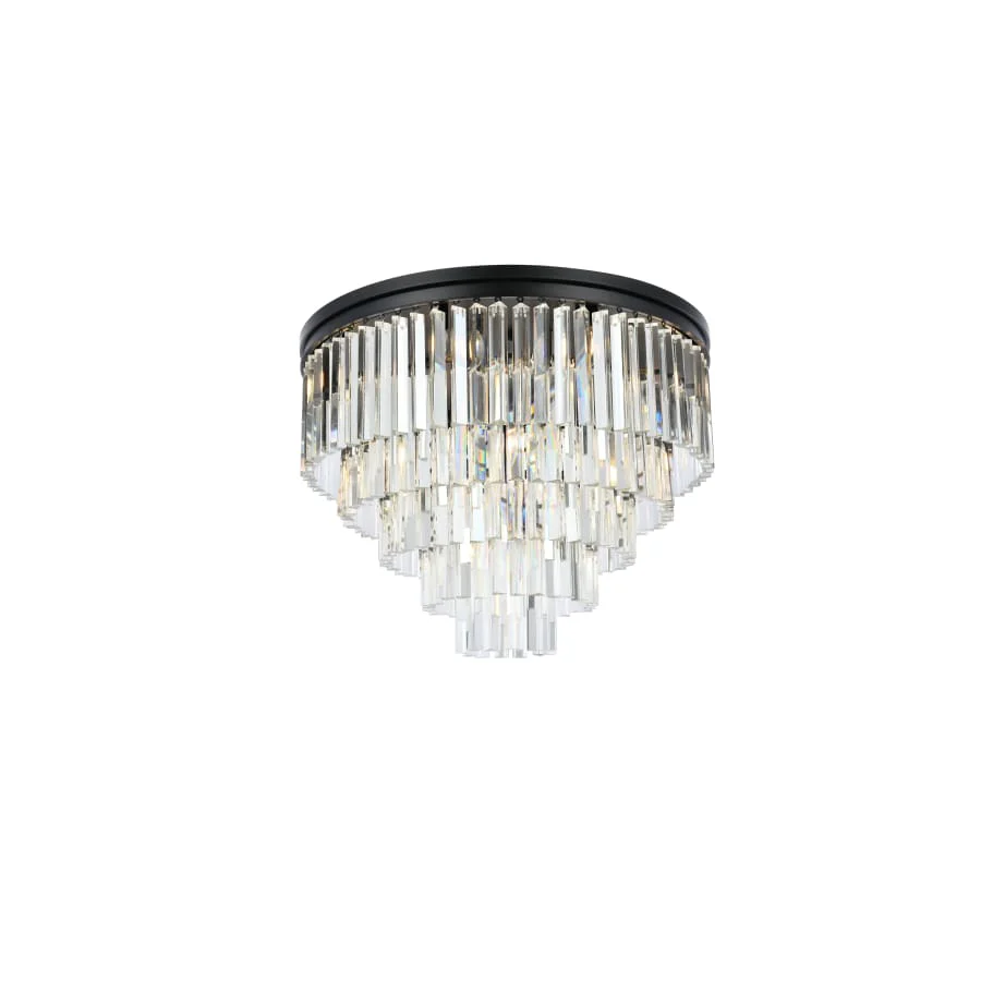 Elegant Lighting Sydney 17 Light 32" Wide Flush Mount Drum Ceiling Fixture with Clear Royal Cut Crystals - Image 3