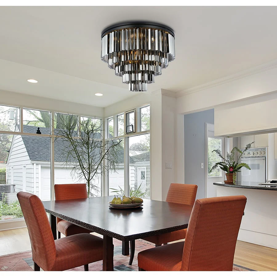 Elegant Lighting Sydney 17 Light 32" Wide Flush Mount Drum Ceiling Fixture with Silver Shade Royal Cut Crystals - Image 2