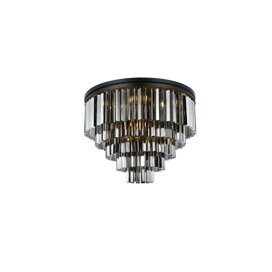 Elegant Lighting Sydney 17 Light 32" Wide Flush Mount Drum Ceiling Fixture with Silver Shade Royal Cut Crystals - Image 3