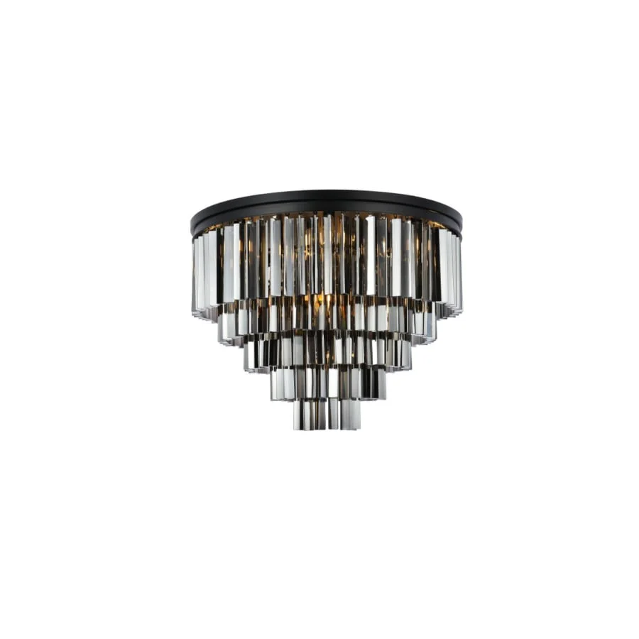 Elegant Lighting Sydney 17 Light 32″ Wide Flush Mount Drum Ceiling Fixture with Silver Shade Royal Cut Crystals