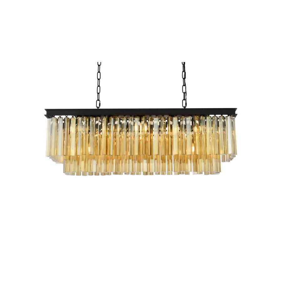 Elegant Lighting Sydney 12 Light 40" Wide Crystal Linear Chandelier with Golden Teak Royal Cut Crystals - Image 3
