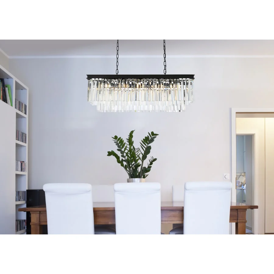 Elegant Lighting Sydney 12 Light 40" Wide Crystal Linear Chandelier with Clear Royal Cut Crystals - Image 2