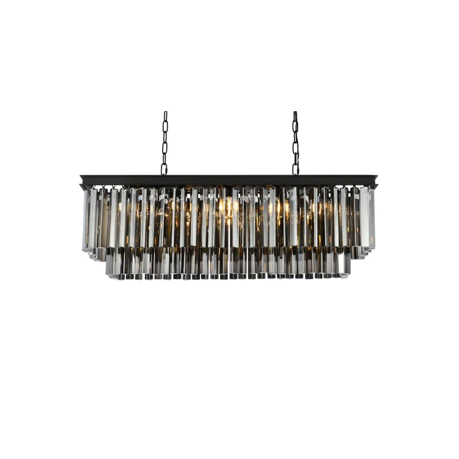 Elegant Lighting Sydney 12 Light 40" Wide Crystal Linear Chandelier with Silver Shade Royal Cut Crystals - Image 3