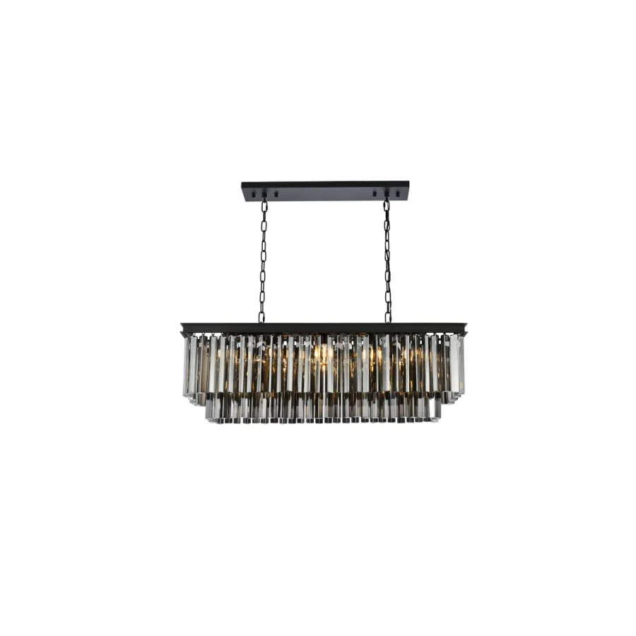 Elegant Lighting Sydney 12 Light 40" Wide Crystal Linear Chandelier with Silver Shade Royal Cut Crystals - Image 1