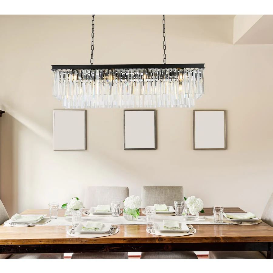 Elegant Lighting Sydney 12 Light 50" Wide Crystal Linear Chandelier with Clear Royal Cut Crystals - Image 2