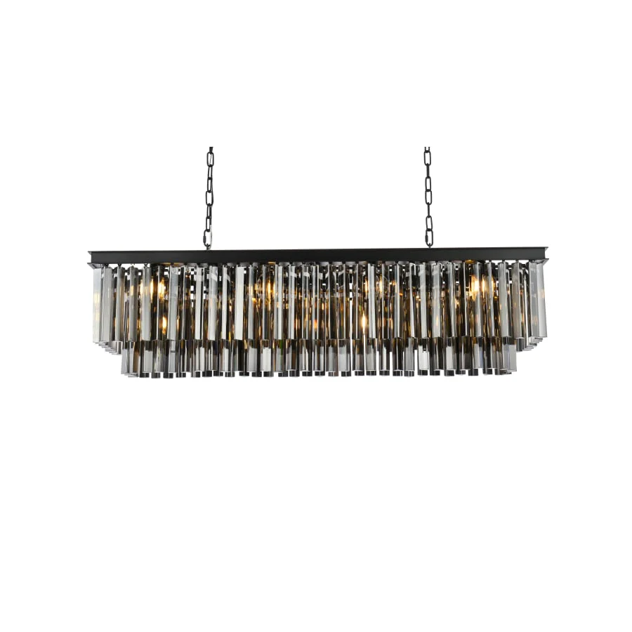 Elegant Lighting Sydney 12 Light 50" Wide Crystal Linear Chandelier with Silver Shade Royal Cut Crystals - Image 3