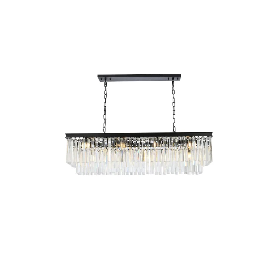 Elegant Lighting Sydney 12 Light 50" Wide Crystal Linear Chandelier with Clear Royal Cut Crystals - Image 1