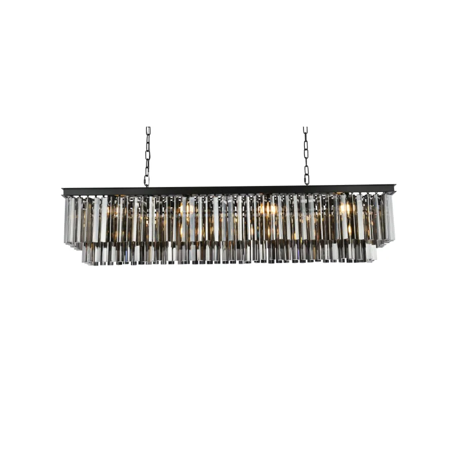 Elegant Lighting Sydney 12 Light 60" Wide Crystal Linear Chandelier with Silver Shade Royal Cut Crystals - Image 3