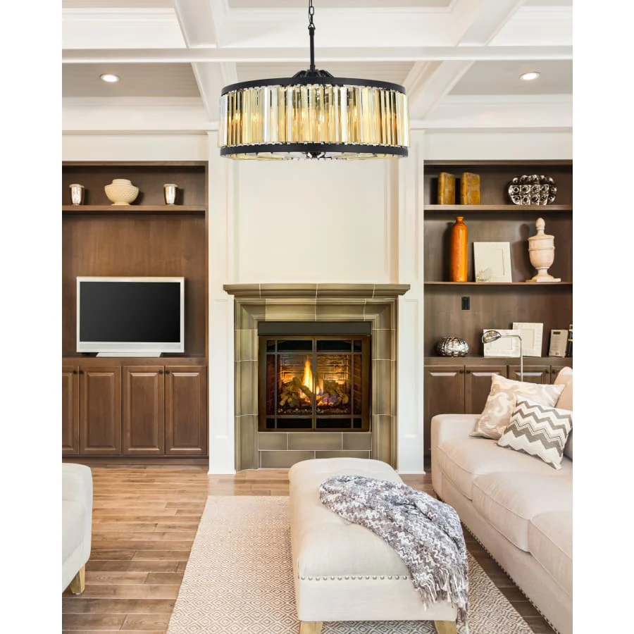 Elegant Lighting Chelsea 10 Light 36" Wide Crystal Drum Chandelier with Golden Teak Royal Cut Crystals - Image 2