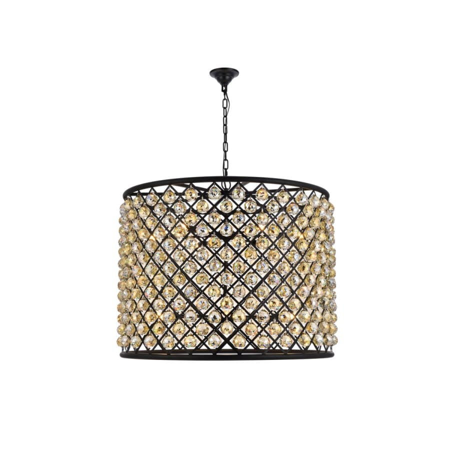 Elegant Lighting Madison 12 Light 36" Wide Crystal Drum Chandelier with Golden Teak Royal Cut Crystals - Image 2