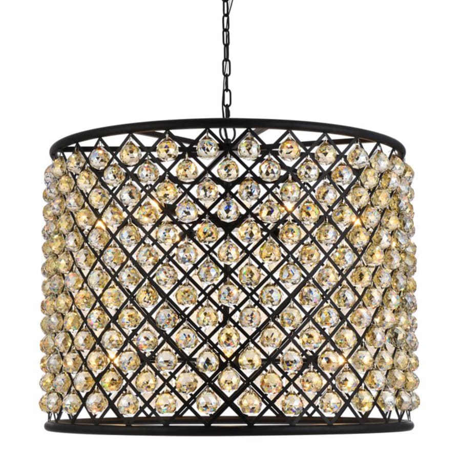 Elegant Lighting Madison 12 Light 36" Wide Crystal Drum Chandelier with Golden Teak Royal Cut Crystals - Image 1