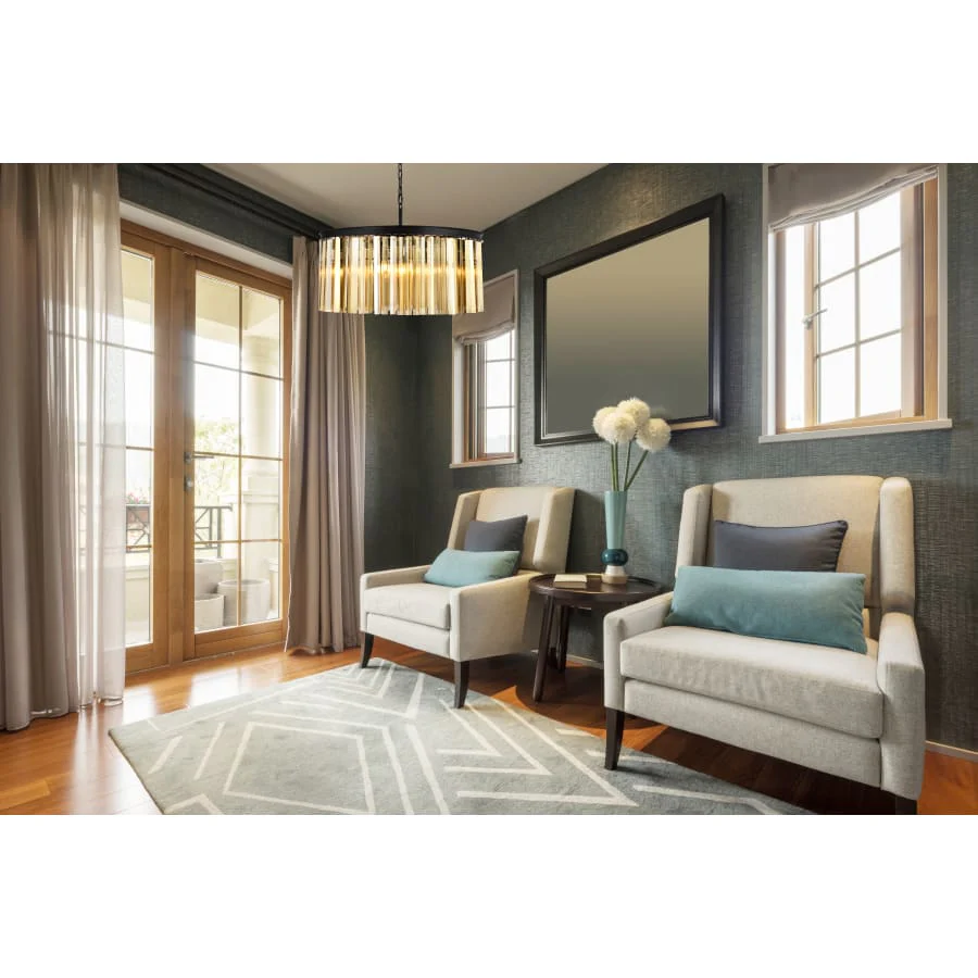 Elegant Lighting Sydney 8 Light 32" Wide Crystal Drum Chandelier with Golden Teak Royal Cut Crystals - Image 2