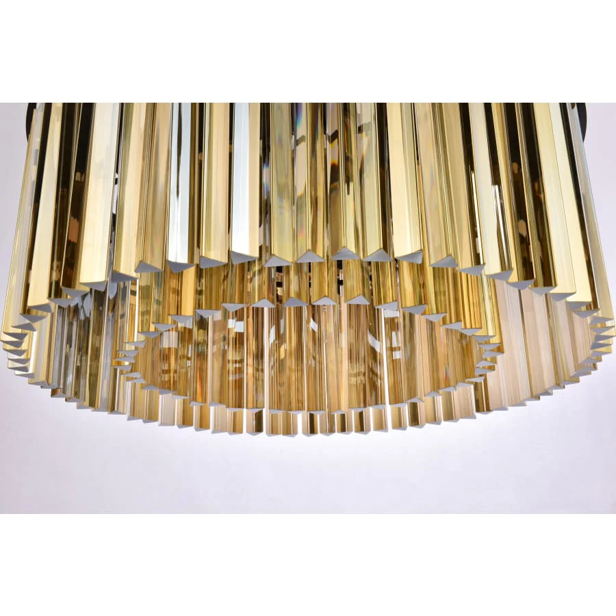 Elegant Lighting Sydney 8 Light 32" Wide Crystal Drum Chandelier with Golden Teak Royal Cut Crystals - Image 3