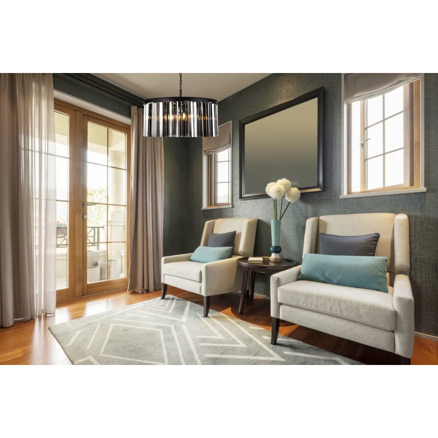 Elegant Lighting Sydney 8 Light 32" Wide Crystal Drum Chandelier with Silver Shade Royal Cut Crystals - Image 2