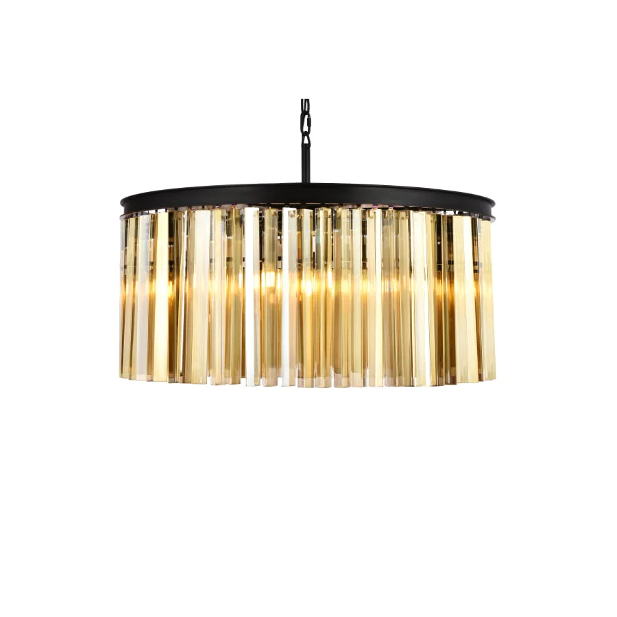 Elegant Lighting Sydney 8 Light 32" Wide Crystal Drum Chandelier with Golden Teak Royal Cut Crystals - Image 1
