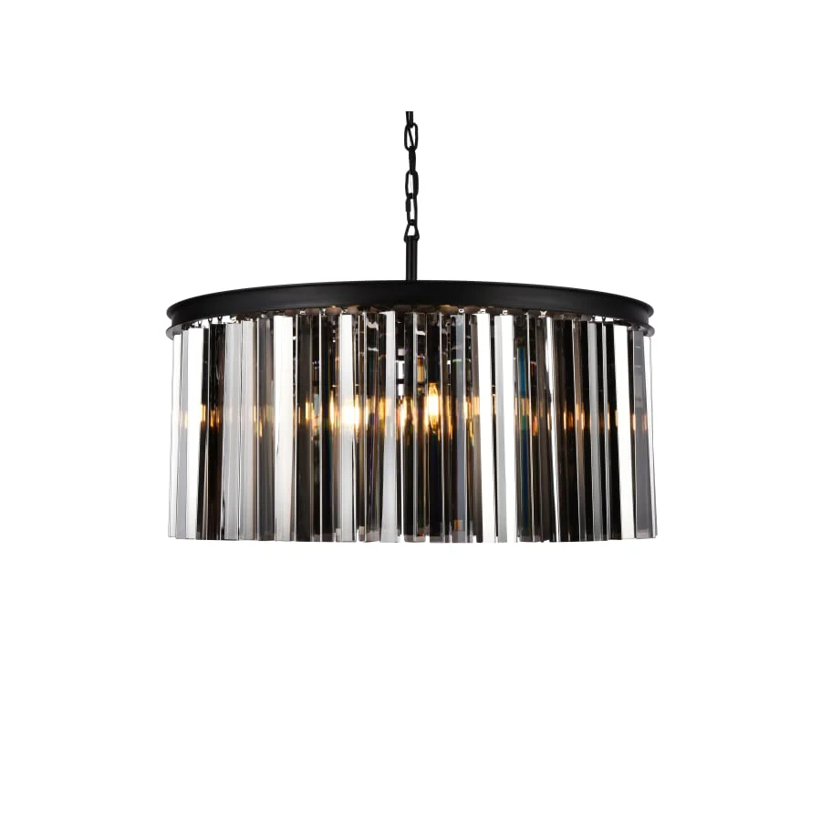 Elegant Lighting Sydney 8 Light 32" Wide Crystal Drum Chandelier with Silver Shade Royal Cut Crystals - Image 1