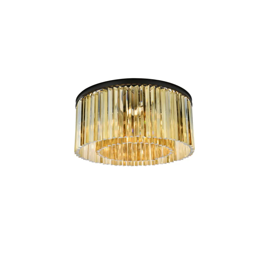 Elegant Lighting Sydney 8 Light 32" Wide Flush Mount Drum Ceiling Fixture with Golden Teak Royal Cut Crystals - Image 3