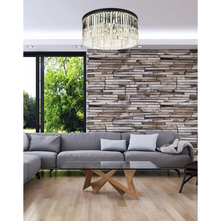 Elegant Lighting Sydney 8 Light 32" Wide Flush Mount Drum Ceiling Fixture with Clear Royal Cut Crystals - Image 2