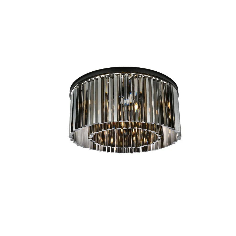 Elegant Lighting Sydney 8 Light 32" Wide Flush Mount Drum Ceiling Fixture with Silver Shade Royal Cut Crystals - Image 3