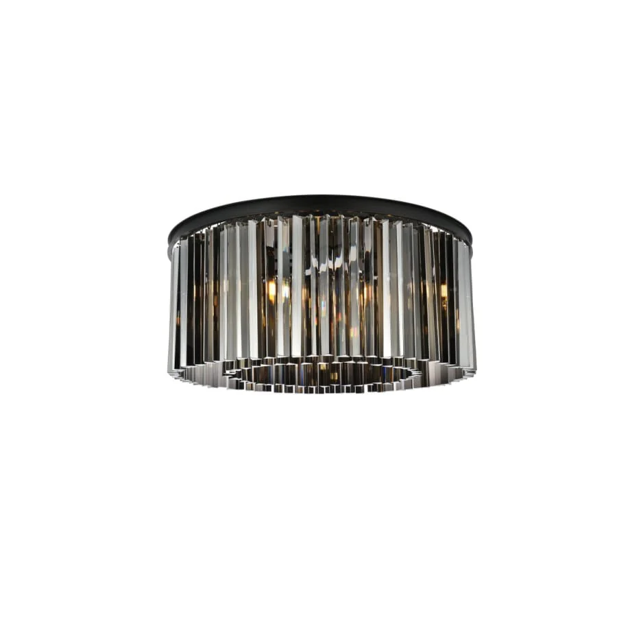 Elegant Lighting Sydney 8 Light 32" Wide Flush Mount Drum Ceiling Fixture with Silver Shade Royal Cut Crystals - Image 1