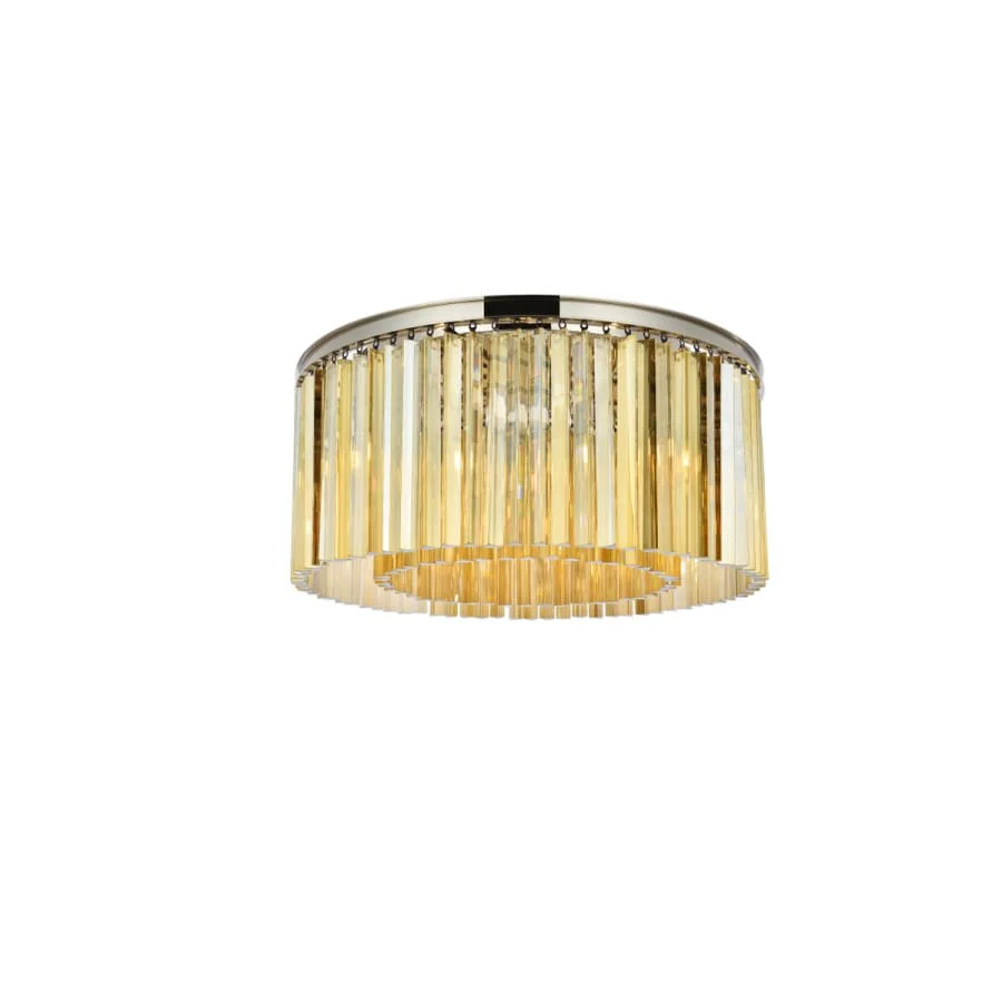 Elegant Lighting Sydney 8 Light 32" Wide Flush Mount Drum Ceiling Fixture with Golden Teak Royal Cut Crystals - Image 1