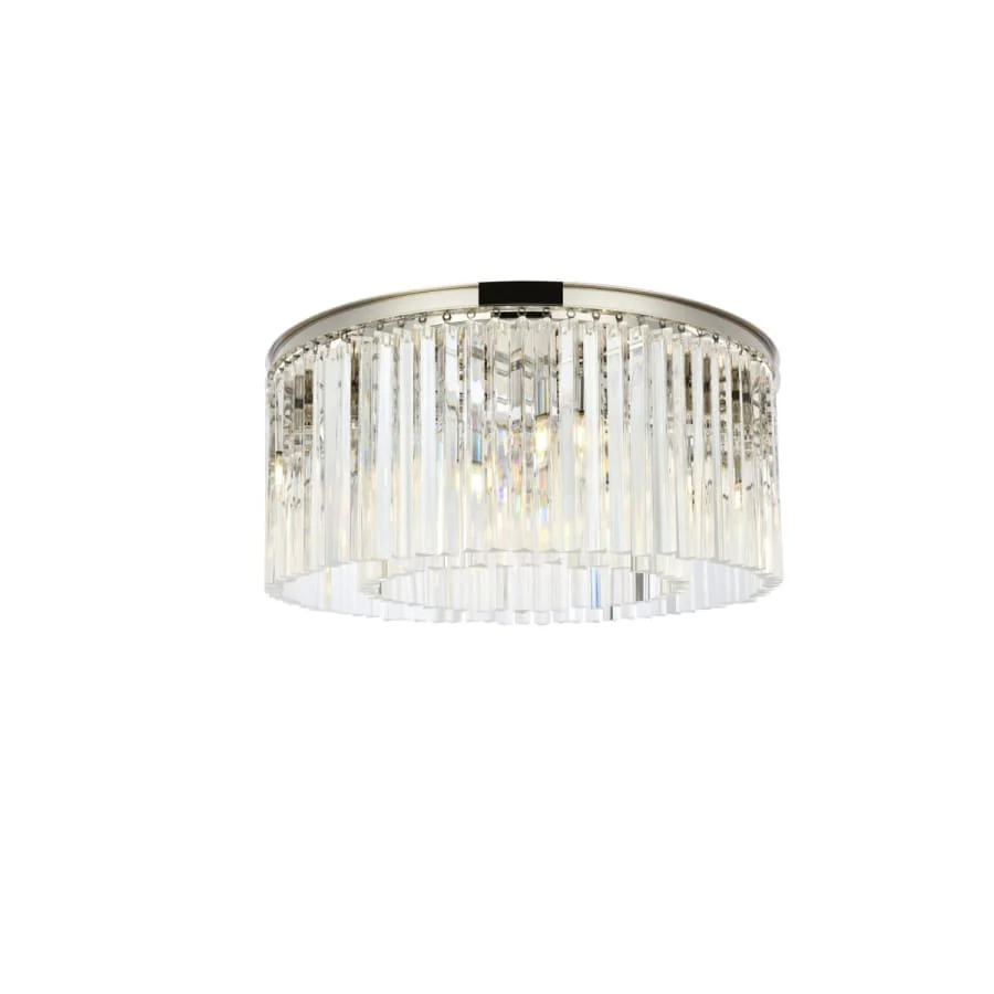 Elegant Lighting Sydney 8 Light 32" Wide Flush Mount Drum Ceiling Fixture with Clear Royal Cut Crystals - Image 1