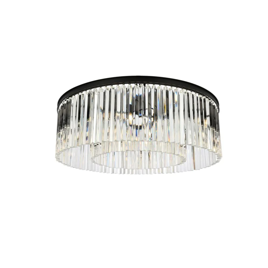 Elegant Lighting Sydney 10 Light 44" Wide Flush Mount Drum Ceiling Fixture with Clear Royal Cut Crystals - Image 3