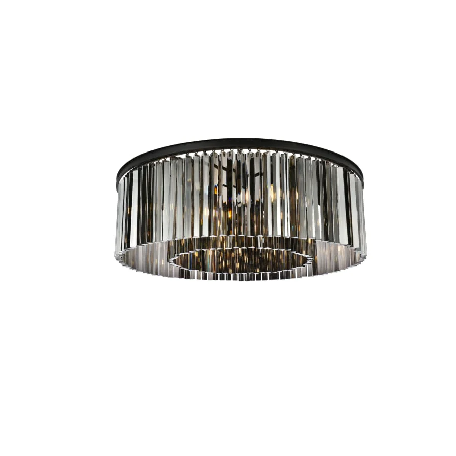 Elegant Lighting Sydney 10 Light 44" Wide Flush Mount Drum Ceiling Fixture with Silver Shade Royal Cut Crystals - Image 3
