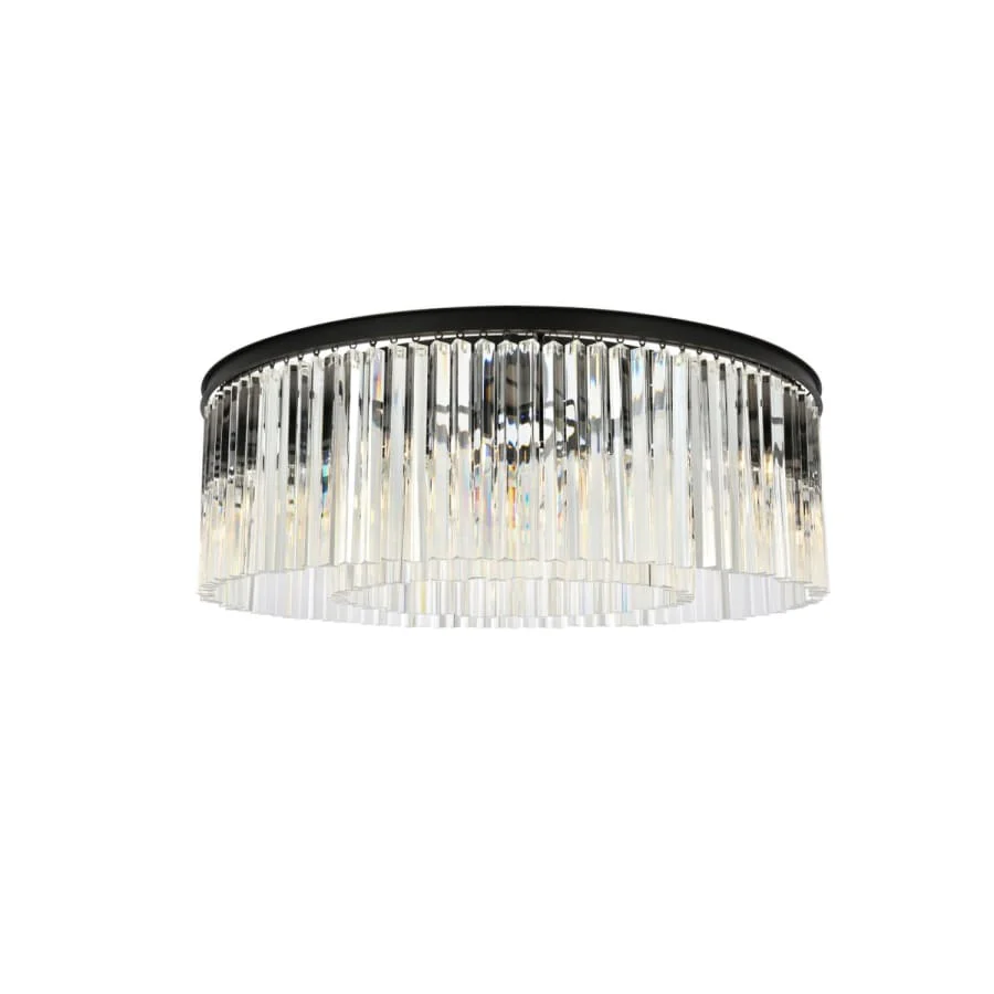 Elegant Lighting Sydney 10 Light 44" Wide Flush Mount Drum Ceiling Fixture with Clear Royal Cut Crystals - Image 1