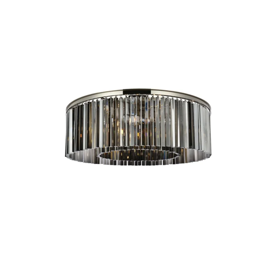 Elegant Lighting Sydney 10 Light 44″ Wide Flush Mount Drum Ceiling Fixture with Silver Shade Royal Cut Crystals
