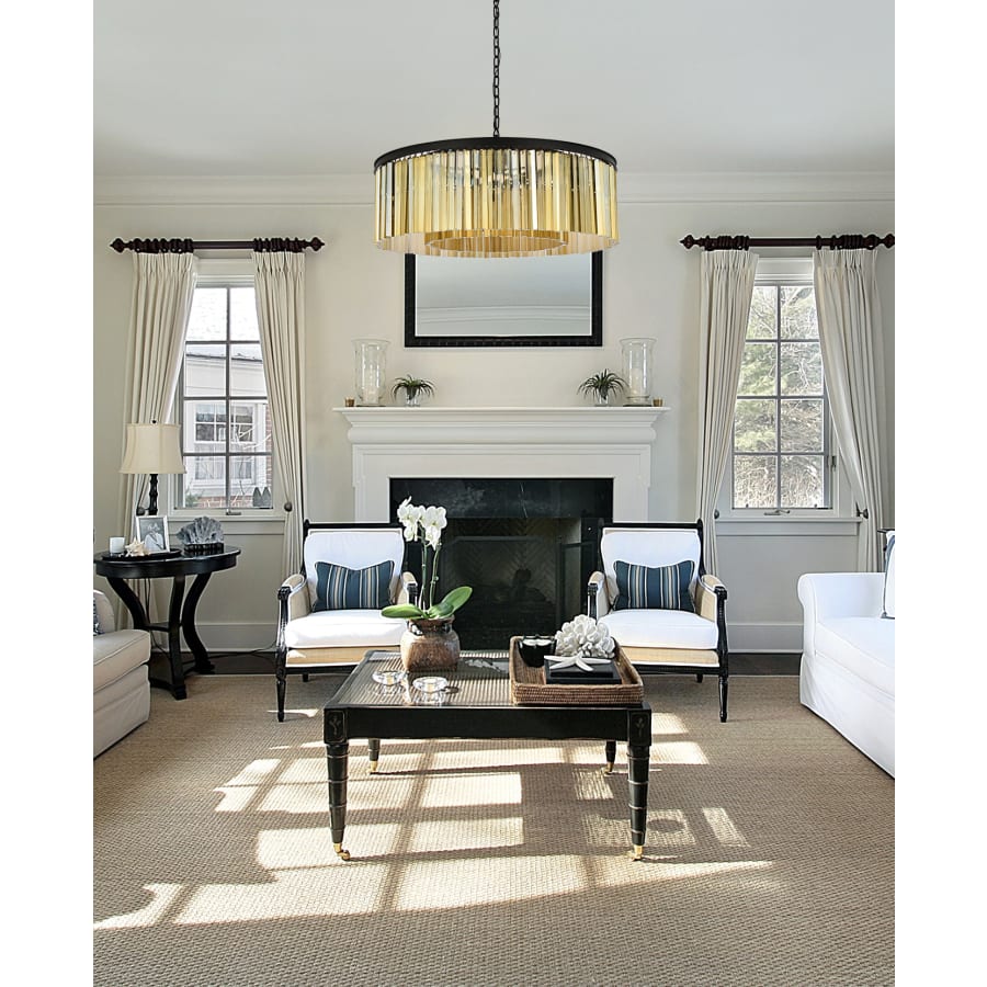 Elegant Lighting Sydney 10 Light 44" Wide Crystal Drum Chandelier with Golden Teak Royal Cut Crystals - Image 2