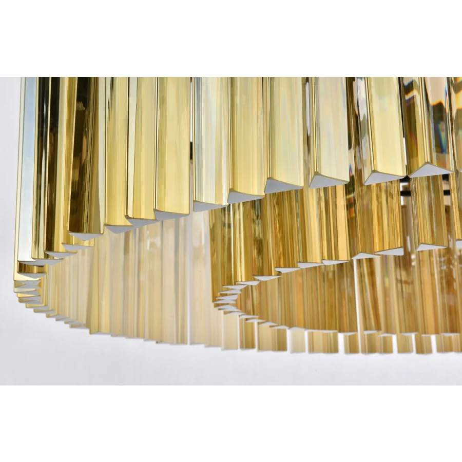 Elegant Lighting Sydney 10 Light 44" Wide Crystal Drum Chandelier with Golden Teak Royal Cut Crystals - Image 3