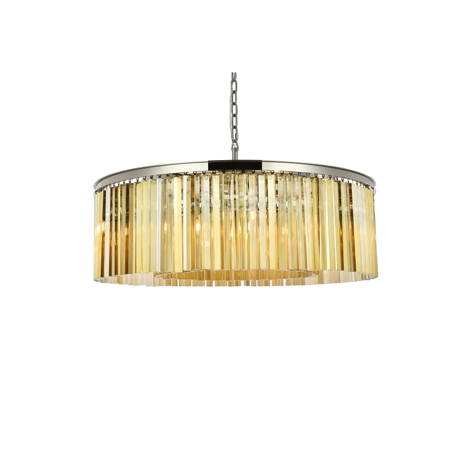 Elegant Lighting Sydney 10 Light 44" Wide Crystal Drum Chandelier with Golden Teak Royal Cut Crystals - Image 1