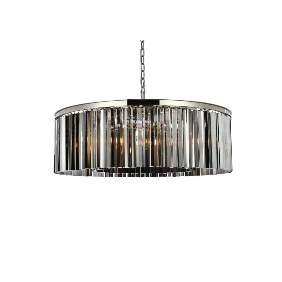Elegant Lighting Sydney 10 Light 44" Wide Crystal Drum Chandelier with Silver Shade Royal Cut Crystals - Image 1