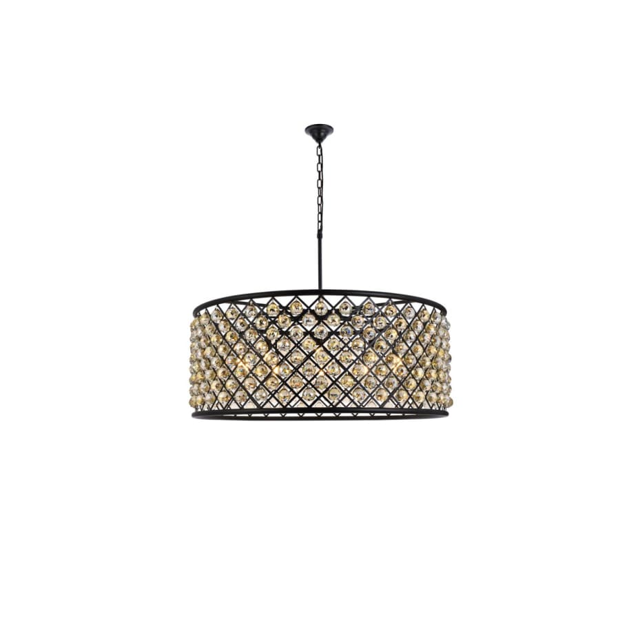 Elegant Lighting Madison 10 Light 44" Wide Crystal Drum Chandelier with Golden Teak Royal Cut Crystals - Image 2