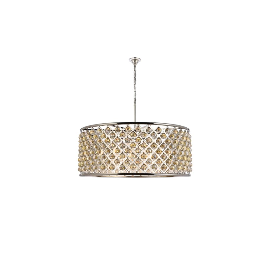 Elegant Lighting Madison 10 Light 44" Wide Crystal Drum Chandelier with Golden Teak Royal Cut Crystals - Image 3