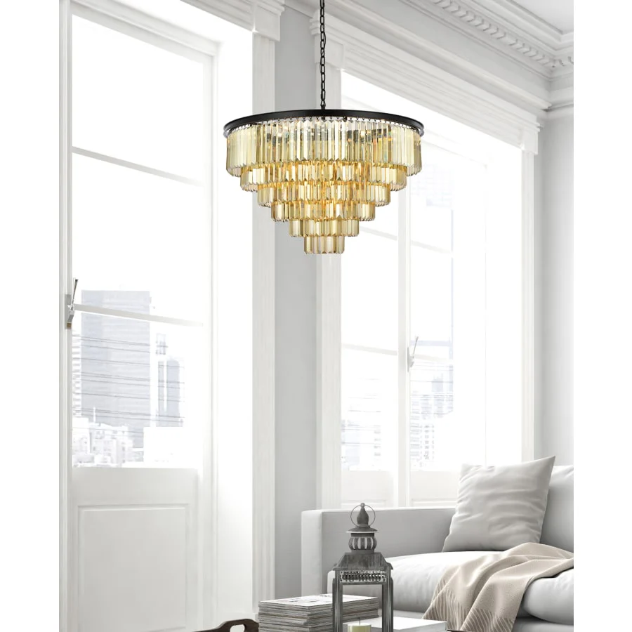 Elegant Lighting Sydney 33 Light 44" Wide Crystal Chandelier with Golden Teak Royal Cut Crystals - Image 2