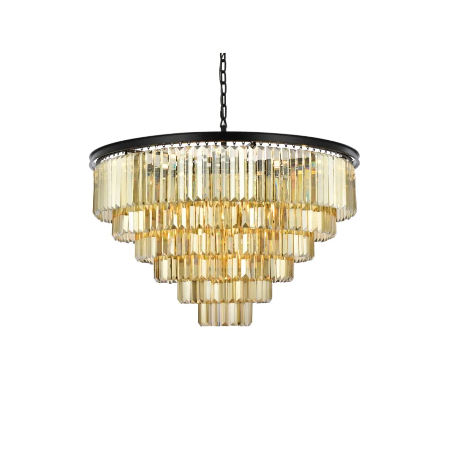 Elegant Lighting Sydney 33 Light 44" Wide Crystal Chandelier with Golden Teak Royal Cut Crystals - Image 1